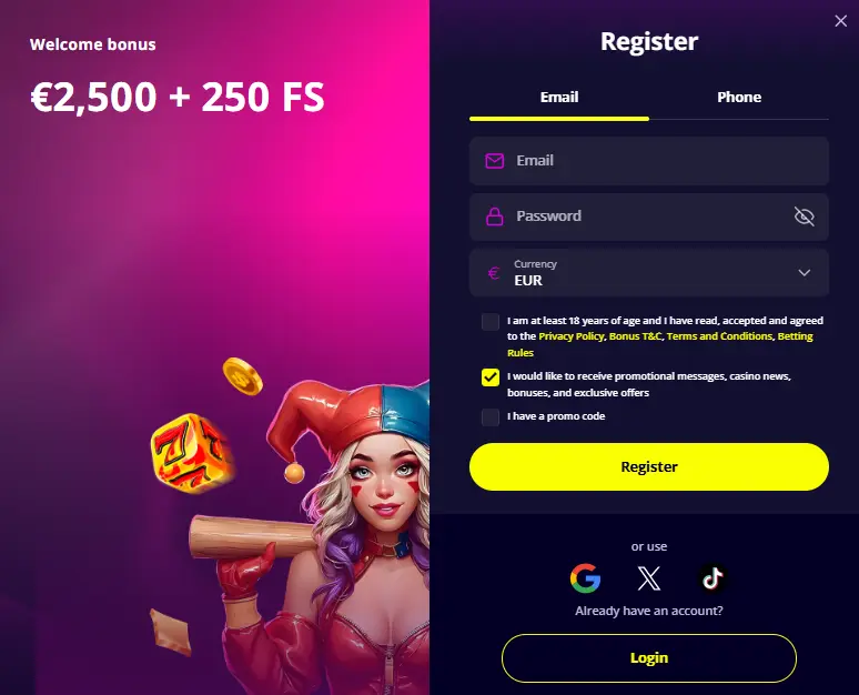 Slotoro casino register
